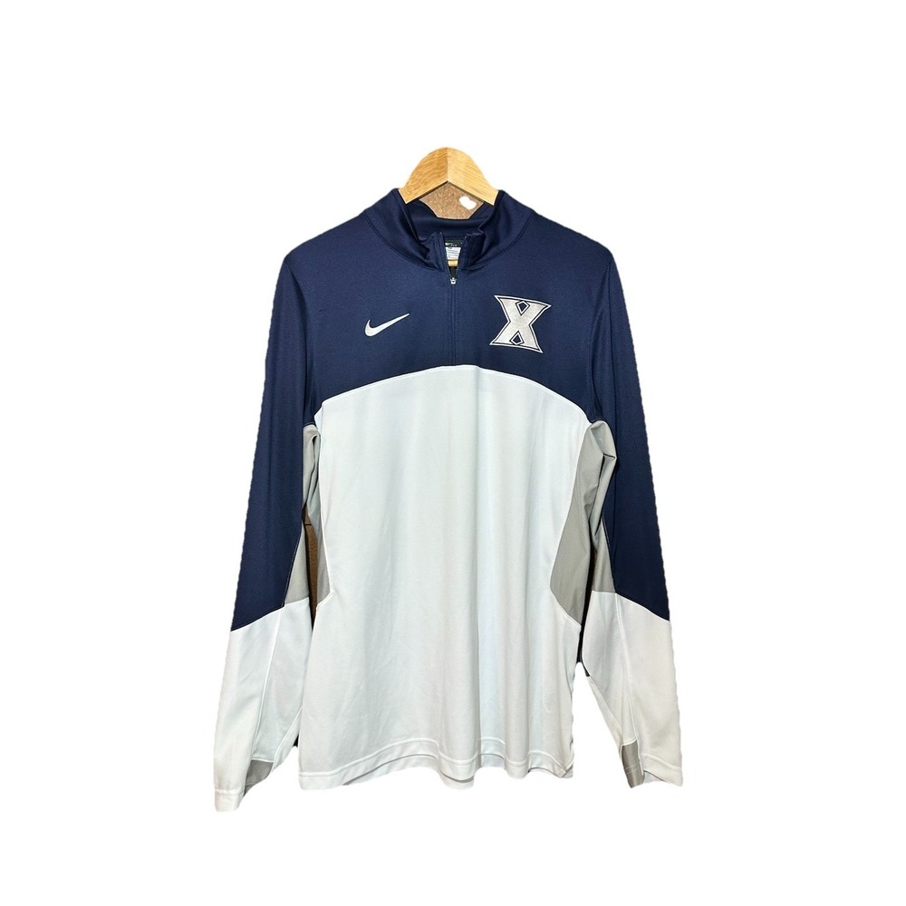 Nike Dri-FIT‎ Xavier Musketeers Pullover Mens L Blue Gray 1/4 Zip NCAA